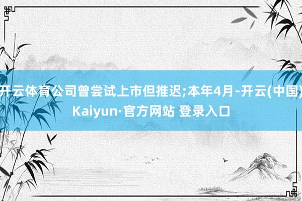 开云体育公司曾尝试上市但推迟;本年4月-开云(中国)Kaiyun·官方网站 登录入口